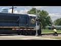 Short Line Railway Switching, Working Industrial Railway Siding At Busy Highway Railroad Crossing!