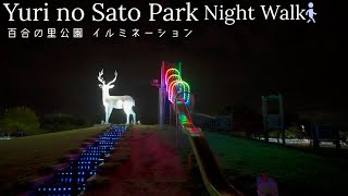 -散策- 福井県 坂井市 百合の里公園のイルミネーション 夜歩き -観光旅行-