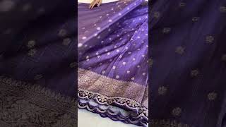 Tissue zari crushed silk saree with embroidery scalloped border on both sides at 1859 free ship