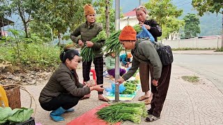 poor girl picking vegetables to sell, wandering life of a country girl,