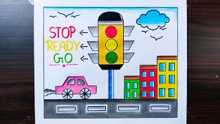 How To Draw Traffic Light Easy Traffic Light Drawing Traffic Signal
