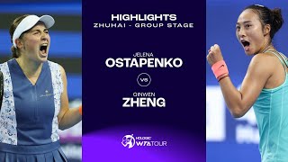 Jelena Ostapenko vs. Zheng Qinwen | 2023 Zhuhai Group Stage | WTA Match Highlights
