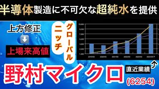 【圧倒的な業績で、上場来高値】超純水を提供している野村マイクロを徹底分析！