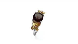 Silverona 4.10CTW Genuine Smoky Topaz \u0026 Citrine .925 Sterling Silver Ring