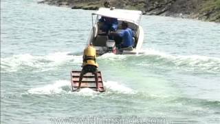 Water skiing at Pong dam, Himachal Pradesh Water skiing at Pong dam, Himachal Pradesh
