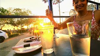 Sunset at White Rock BC Canada - Cosmos Greek Restaurant Patio View.