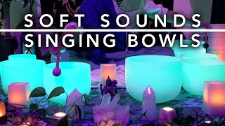Gentle Crystal Singing Bowls - Smooth Tones, Soft, Strikeless | Sound Bath | Sleep Music | Study