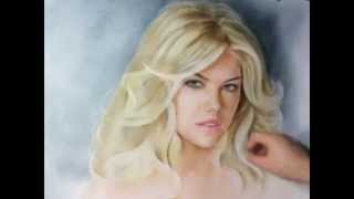 Kate Upton - speed drawing portrait in dry brush technique. Etude #8
