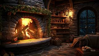 🔥 Crackling Fireplace in a Cozy Hobbit Room | Winter Sleep Ambience | Fireplace | Fireplace Burning