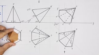 Hexagonal Pyramid whose axis is inclined at 30 degrees to the H.P