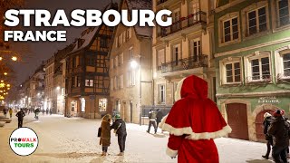 Strasbourg, France Evening Tour - 4K 60fps - with Captions - CHRISTMAS MARKETS