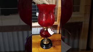 Antique Store - Beautiful Old RUBY RED Glass Kerosene Oil Lamp - Neodesha, KS #oillamp #alongtheway