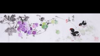 【国画】葡萄\u0026小鸡