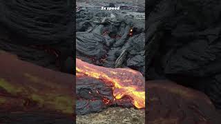 Banana thrown into volcano lava