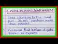 Different ways to avoid food wastage | in English | 5 Ways to avoid food wastage | List the ways