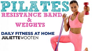 PILATES with RESISTANCE BAND & LIGHT WEIGHTS | Daily Workout at Home
