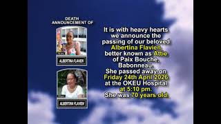 Albertina Flavien ~ Short Obituary