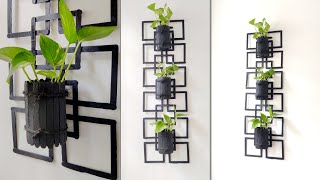 How to make vertical wall planter using popsicle sticks | DIY wall pot | DIY Home Decoration ideas