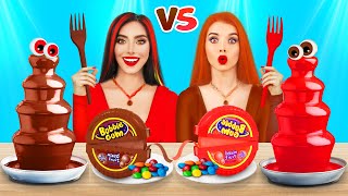 CHOCOLATE FONDUE CHALLENGE! | Best Wars with Chocolate VS Real Food 24 Hours by RATATA POWER
