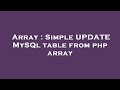 Array : Simple UPDATE MySQl table from php array