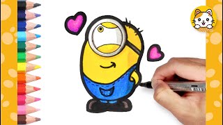 How to draw a Cute Minion | Step By Step Drawing | Easy Cute Coloring Page | Pixar