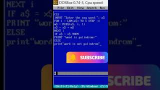 check the any string palindrom or not|| in qbasic||qbasic tutorial| qbasic code||qb short video
