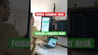 Hidden computer desk 🤔wall mounted computer desk 😍Foldable table 😘#Hidendesk