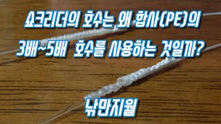 쇼크리더의 호수는 왜 합사(PE)의 3배~5배  호수를 사용하는 것일까?