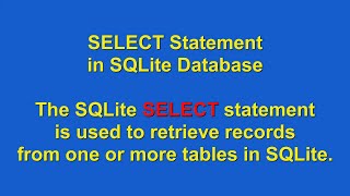 How to use SELECT Statement using SQLite