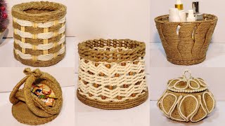 5 Different ideas of Jute Rope Storage Basket |Diy Rope Basket |Diy Storage Organizer | Hamna Nadeem