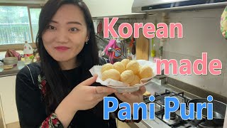 I made and tried pani puri with the stuffing. | Korean cooks Indian food.