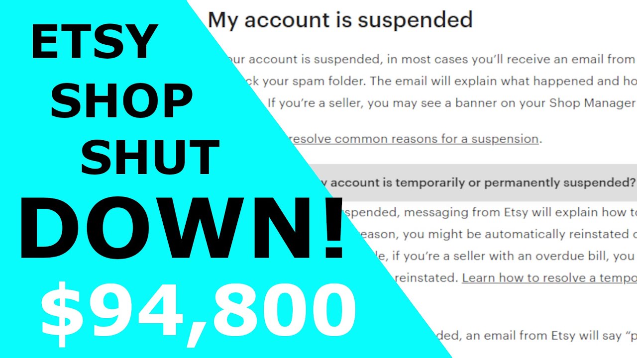 Etsy Shop Permanently Suspended! What NOT To Do! - YouTube