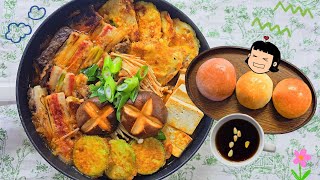 명절에 남은 전으로 찌개 만들기🍲 / 삼립호빵 에어프라이어에 구워 먹기 (팥,피자,고구마 맛)