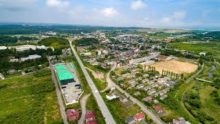 ゴーストタウンとなった福島県双葉町の空撮 -帰還困難区域-（4K60P)