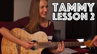 Tammy Guitar Lesson 2: Rhythm Timing, Strumming Patterns, Barre Chords, Notes On Neck and much more!
