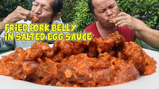 FRIED PORK BELLY IN SALTED EGG SAUCE