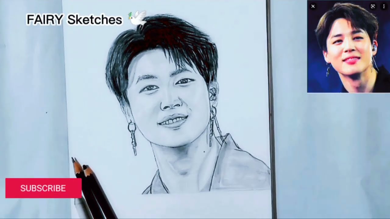 How To Draw A Sketch Of JiMiN 💜using Simple Pencil |Easy Drawing | Step ...