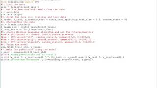 Support Vector Machine based Machine Learning model using Scikit-learn for Iris dataset