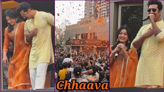 Rashmika Mandanna With Vicky Kaushal Grand Welcome during Chhaava Advance Booking Announcement