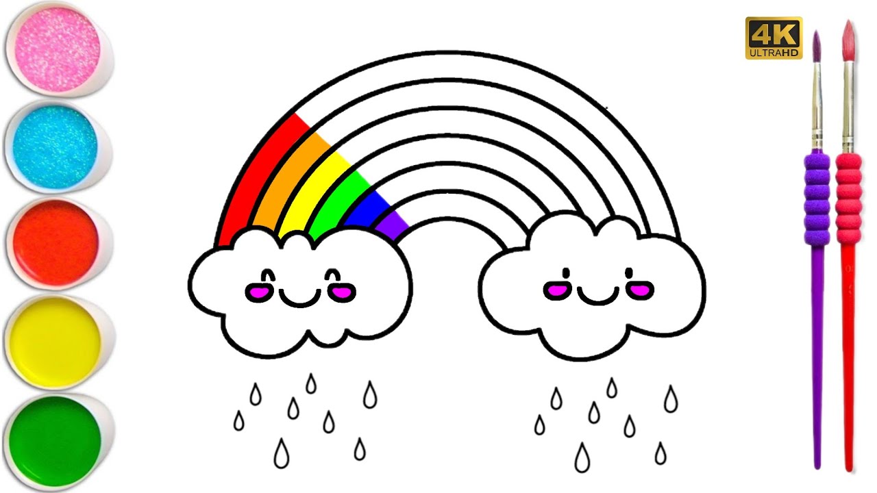 How To Draw Cute Rainbow Clouds For Kids Easy Step By Step Cute Sun