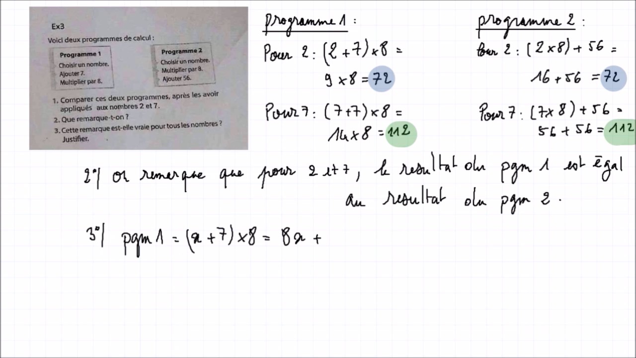 MonPlanMaths :Comparaison De 2 Programmes De Calcul - 3ème - YouTube