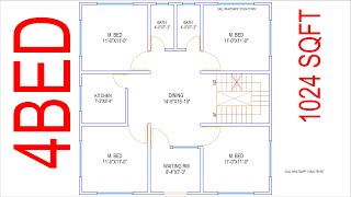 HOUSE PLAN DESIGN | EP 49 | 1000 SQUARE FEET 4 BEDROOMS HOUSE PLAN | LAYOUT PLAN