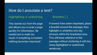 Annotating a Text II