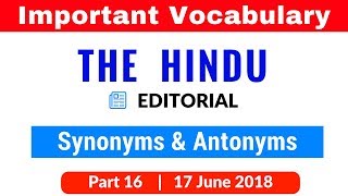 The Hindu Vocabulary from  Editorial for SBI PO | CLERK | IBPS PO | SSC CGL Part 16
