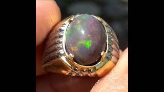 natural 4.16 cts black opal honeycomb ring perak memo SKY lab