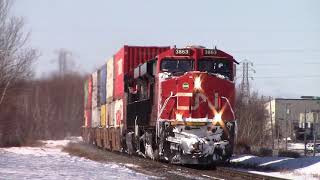 Friendly Horn Toots! ES44AC Gevo 3863 Leads a Long Stack Train CN 120 w/DPU at Moncton, NB