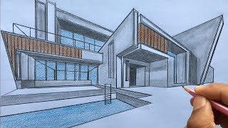 How to Draw using Two-Point Perspective: Draw a House Step by Steps