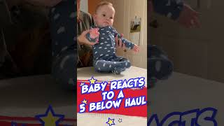6 month old Baby reacts to $100 5 BeLOW Haul!! #shorts #smellybellytv #haul #5below