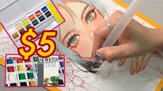 How My Drawing is with CHEAP WATERCOLOR | Huta Chan
