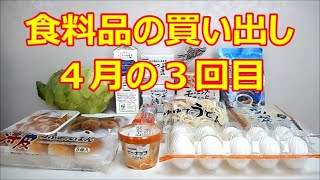 食料品の買い出し　４月の３回目　１７点購入